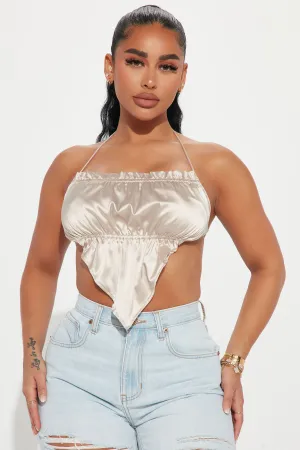 Actin' Flirty Satin Halter Top - Taupe