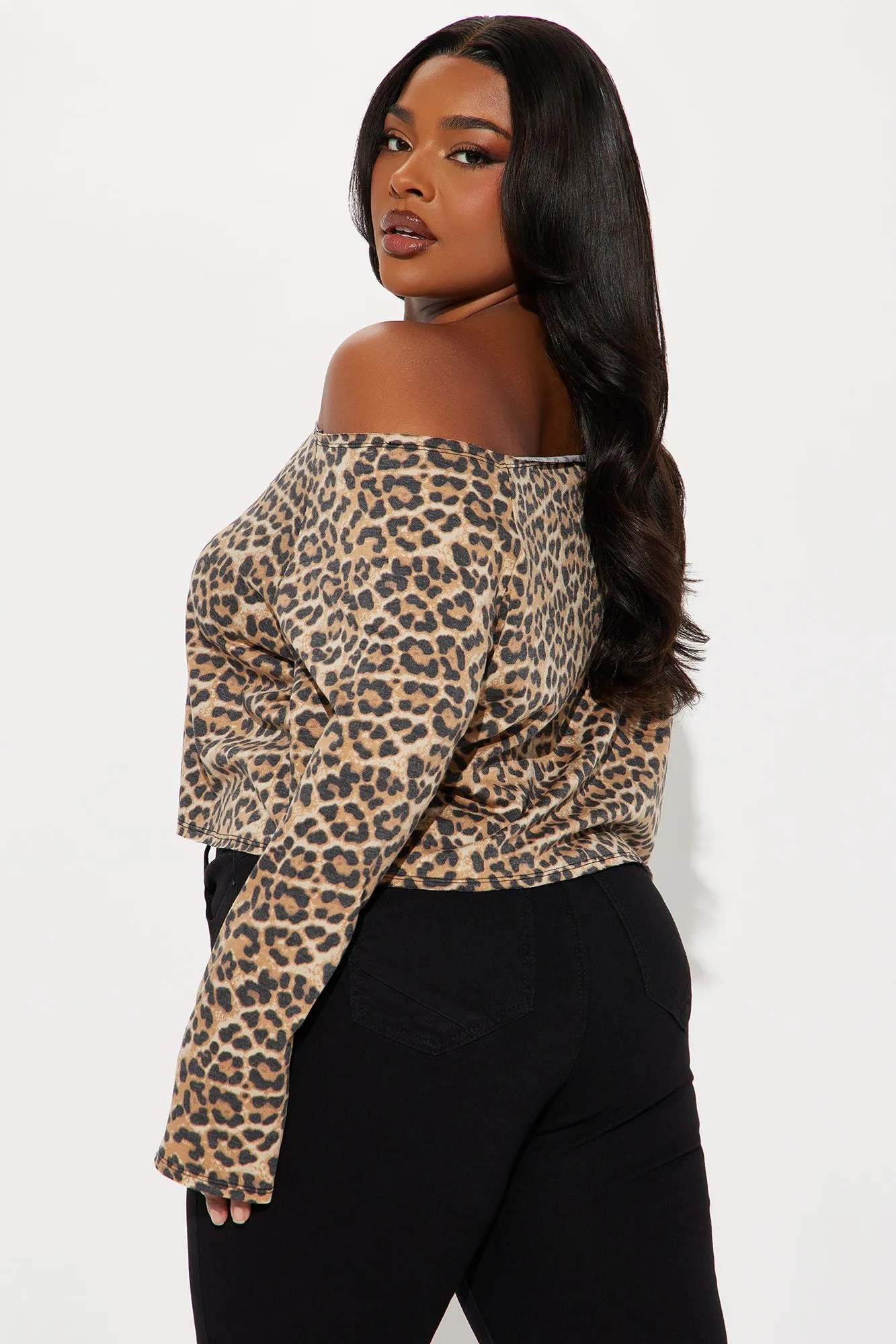 Acting Wild Off Shoulder Top - Leopard