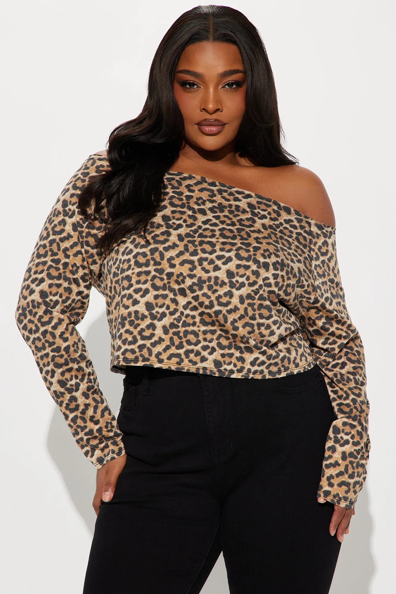 Acting Wild Off Shoulder Top - Leopard