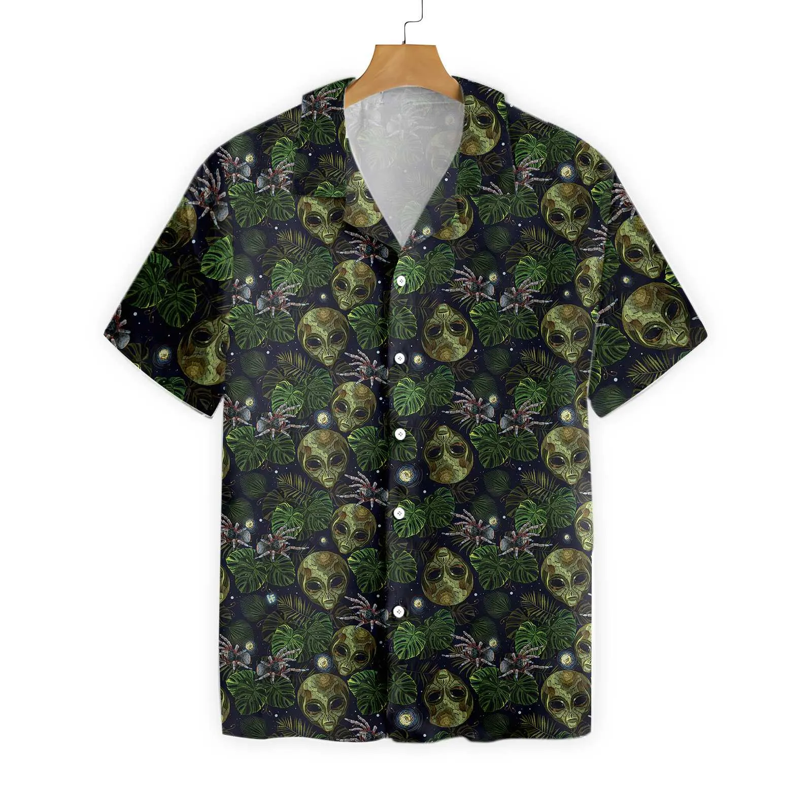 Alien And Spider In Night Tropical Forest Hawaiian Shirt