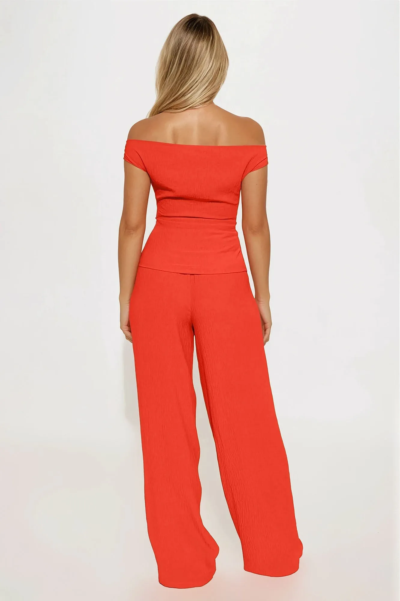 Ana Off Shoulder Pant Set - Orange