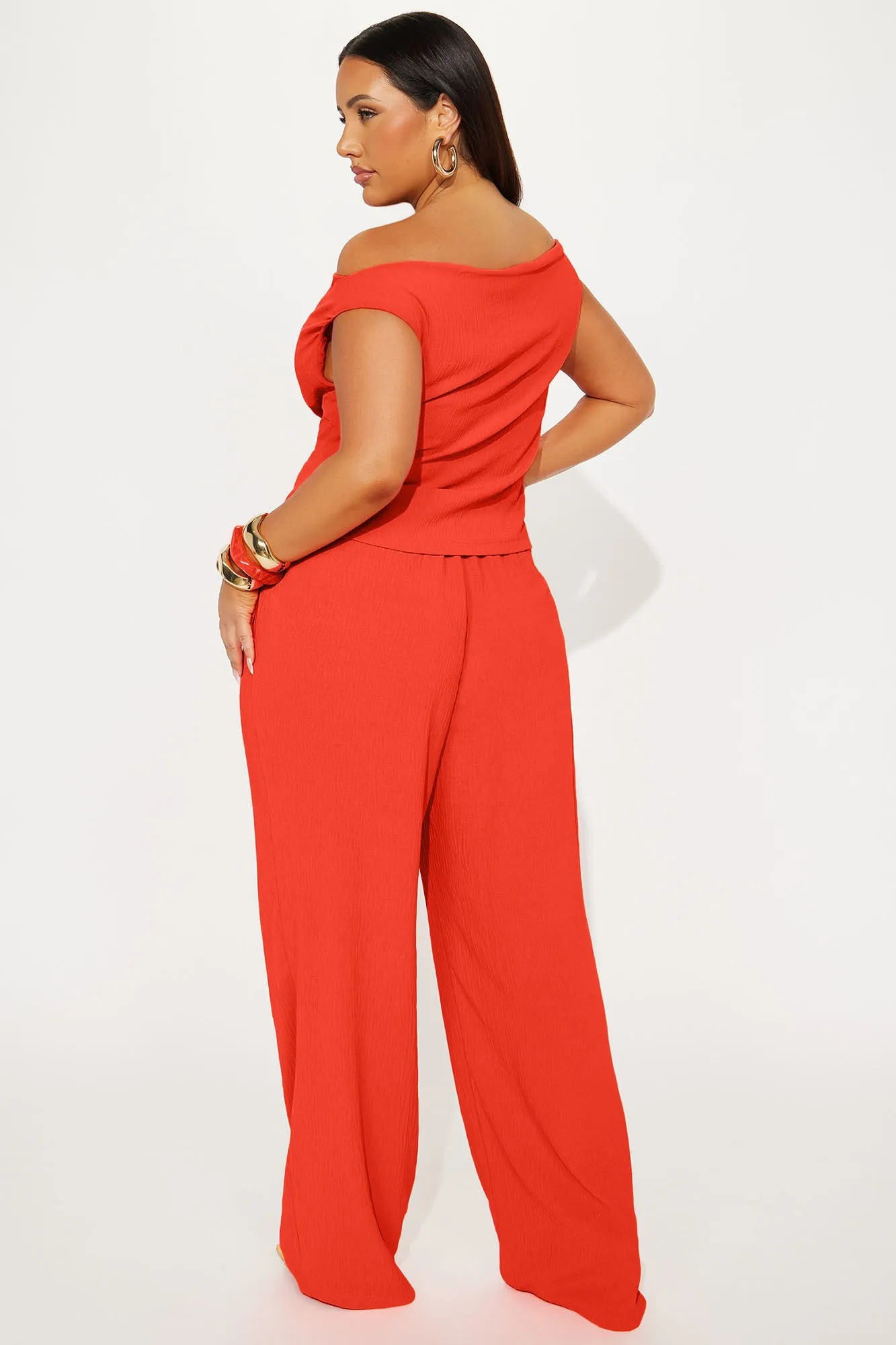 Ana Off Shoulder Pant Set - Orange