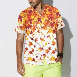 Autumn Leaves On White Thanksgiving Hawaiian Shirt, Unique Gift For Thanksgiving Day