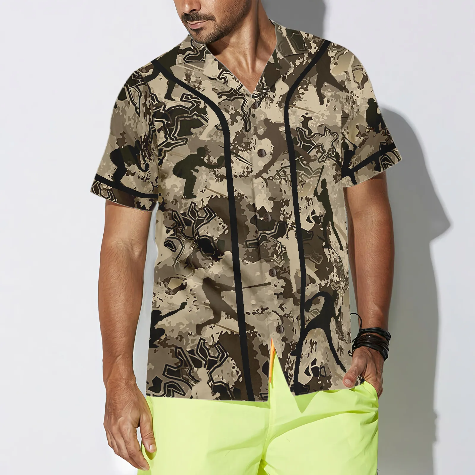 Baseball Camo Pattern Hawaiian Shirt