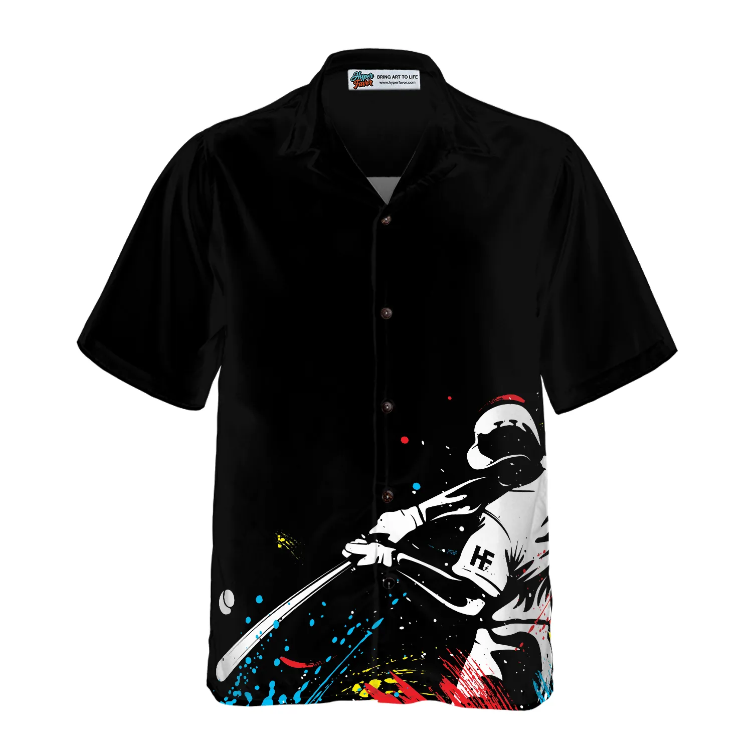 Baseball Players' Silhouettes On Paintball Pattern Hawaiian Shirt