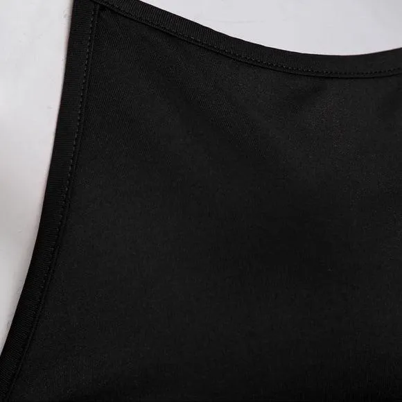 Black Bandage Waist Wrap Crop Top
