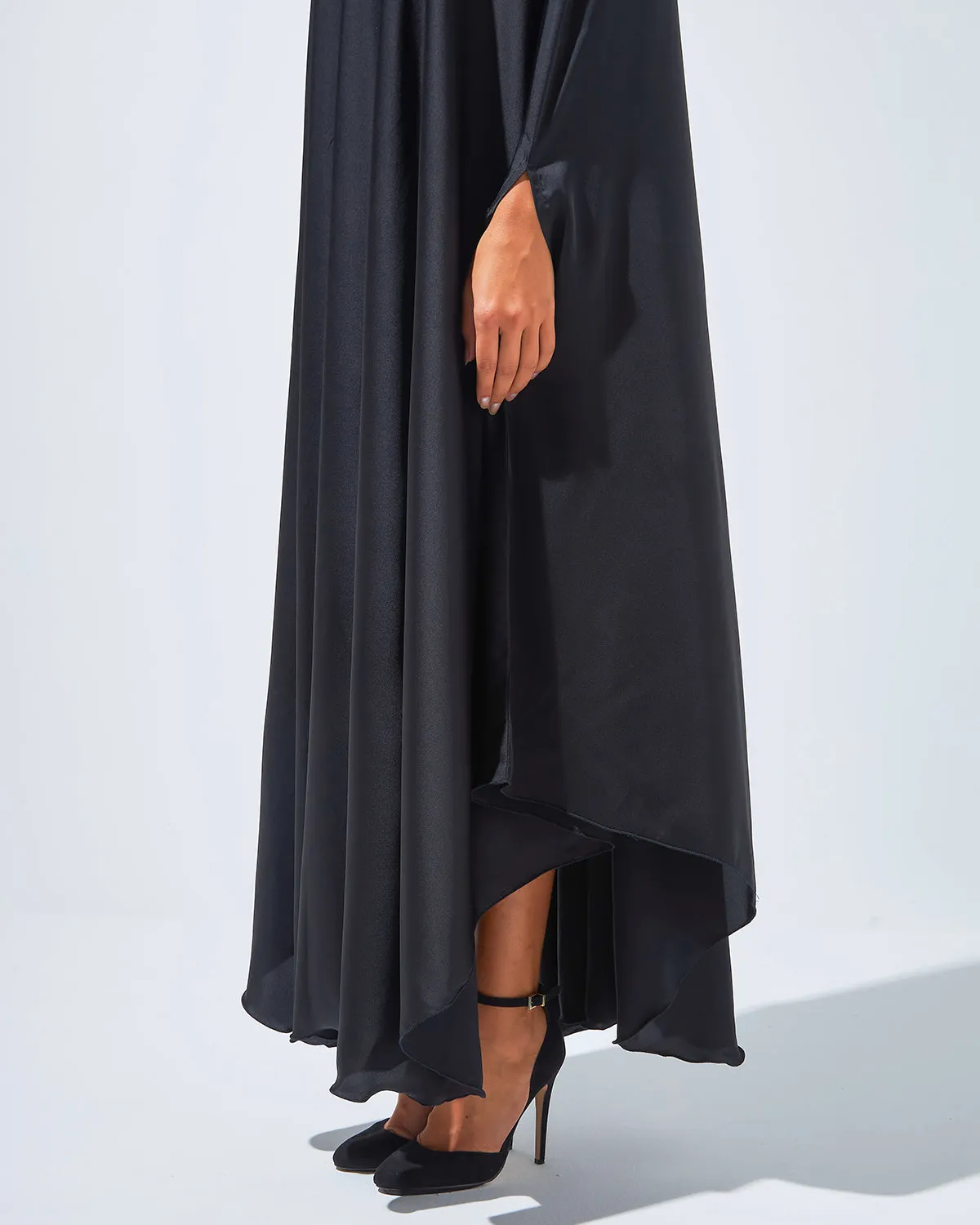 Black Evening Kaftan with Embellished Neckline