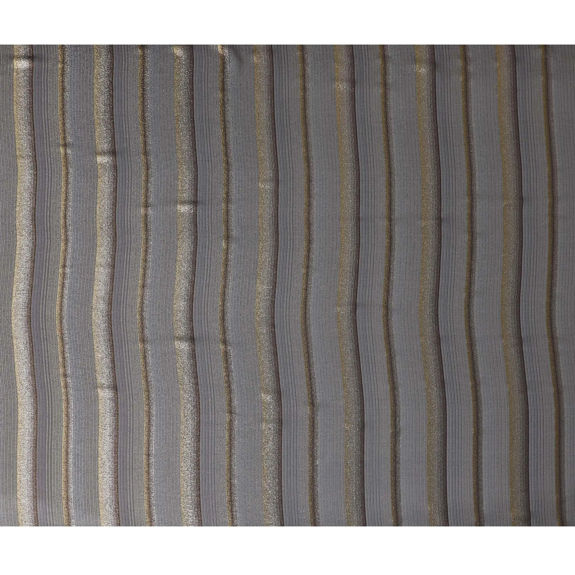 Black Molten Silver Pure Silk Chiffon Fransawi Fabric - Metallic Lurex Elegance, 110cm Wide - Buy Online-D18355