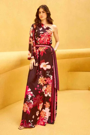 Black One Shoulder Kaftan & Belt