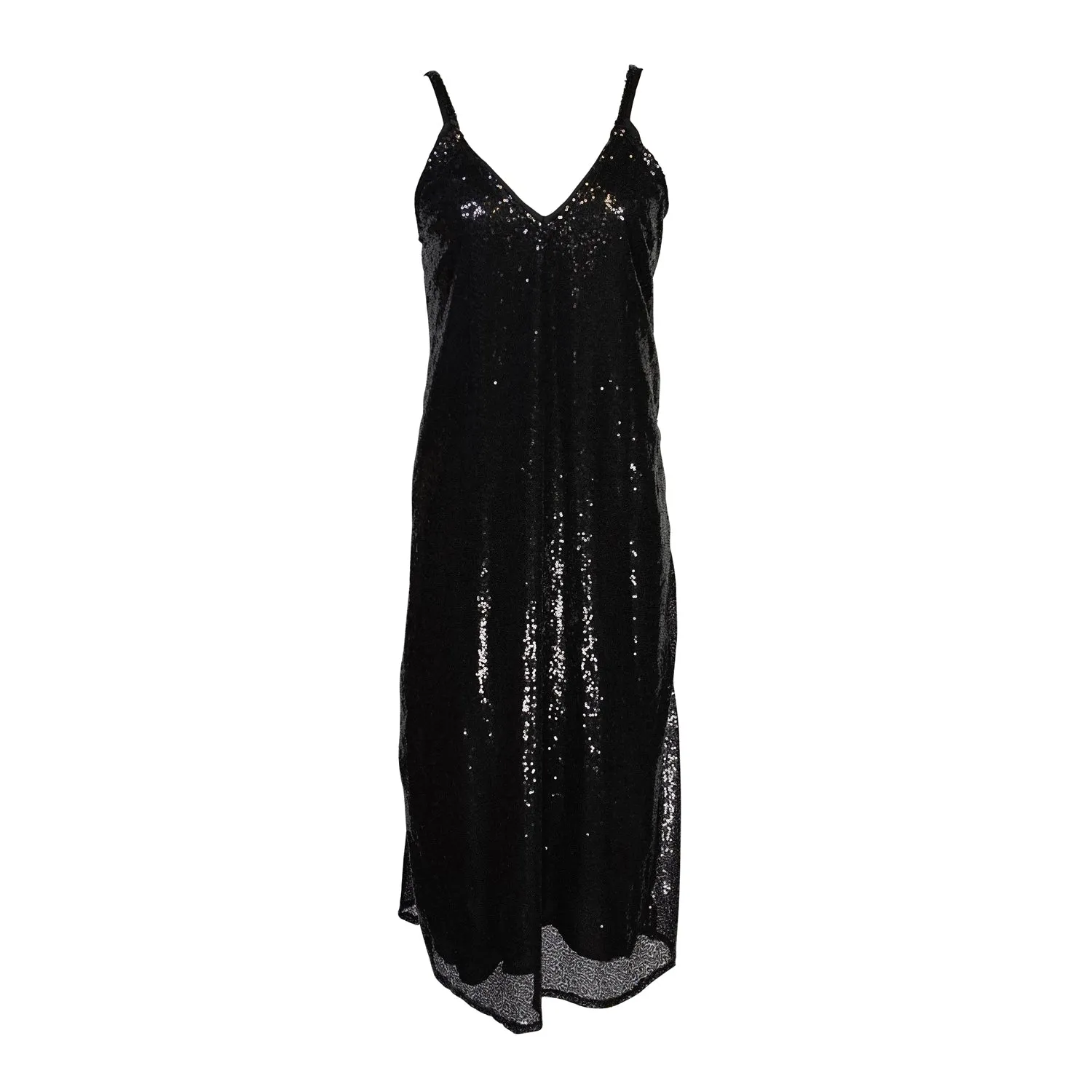 Black Sequin Layered Slip Dress