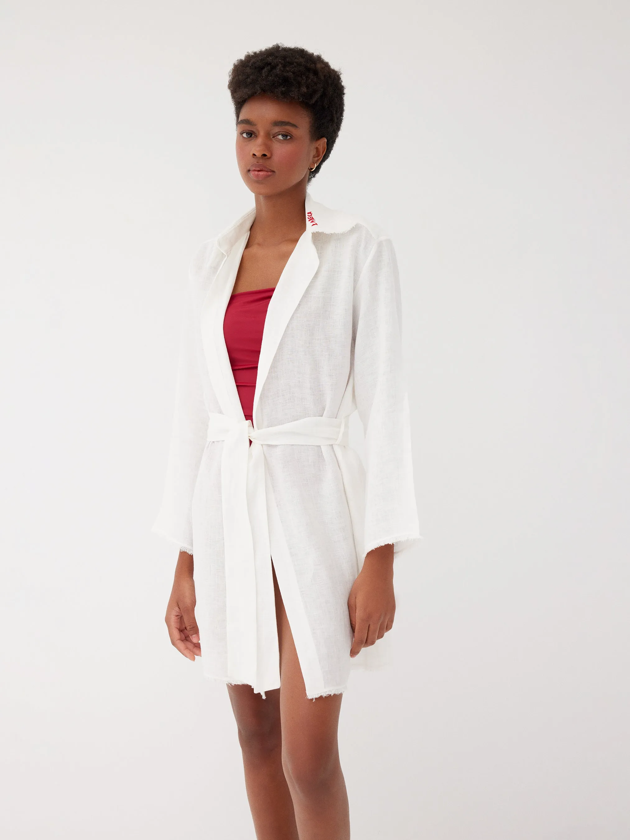 Blake White Linen Mini Kaftan