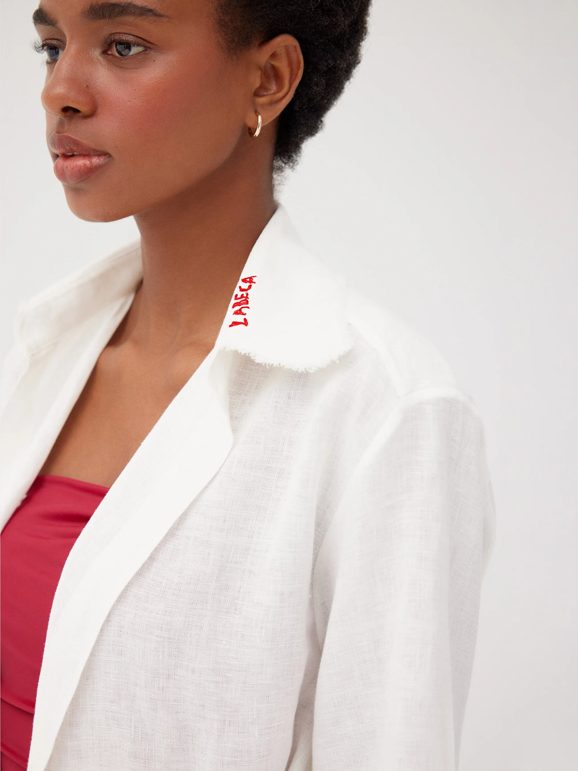 Blake White Linen Mini Kaftan