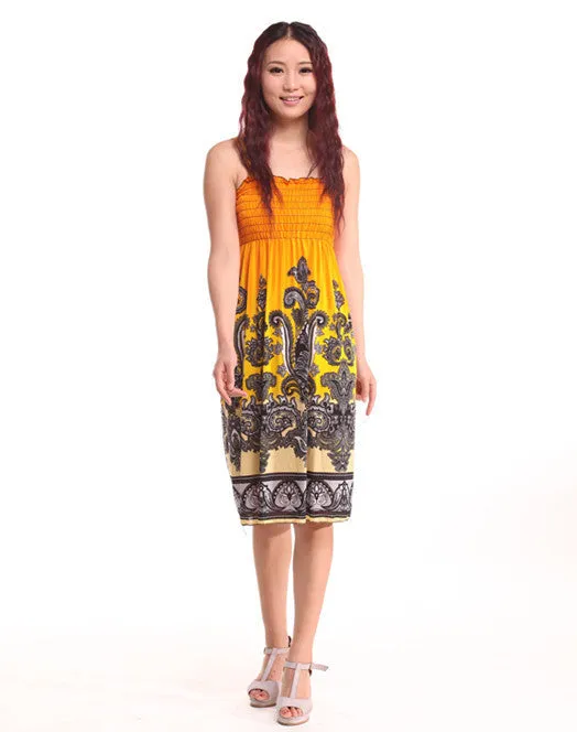 Bohemian Floral Dress Printed Milk Silk Plus Size Beach Dress Suspender Dress For Women