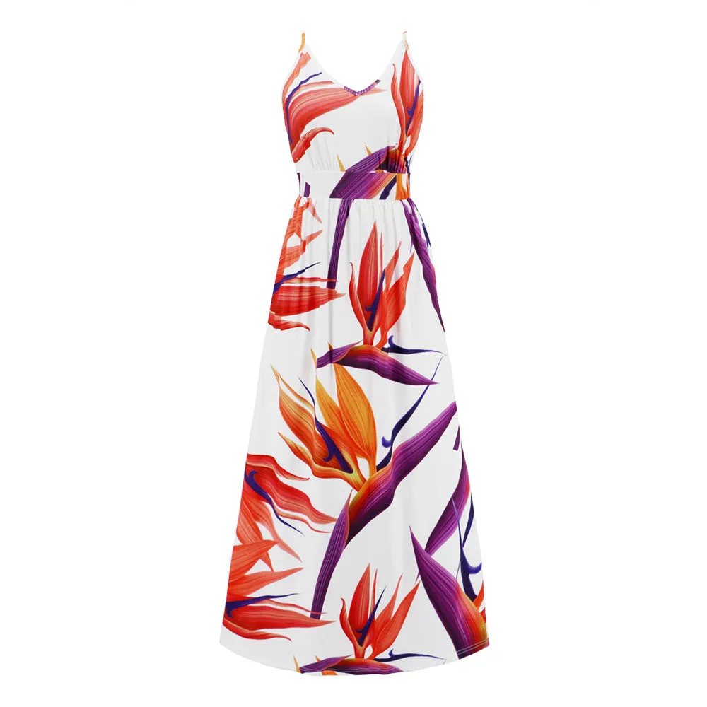 Bohemian Print Halter Beach Vacation Maxi Dress