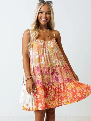 Bohemian Style Spaghetti Strap Dress With Off-Shoulder Umbrella Skirt