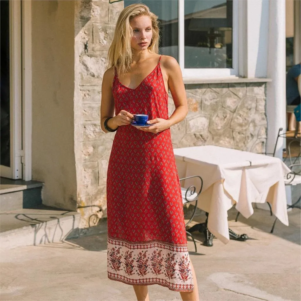 BOHO FLORAL MIDI DRESS