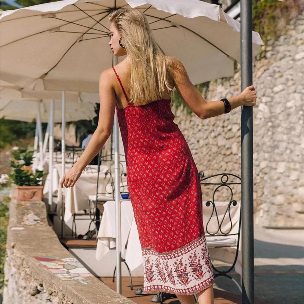 BOHO FLORAL MIDI DRESS