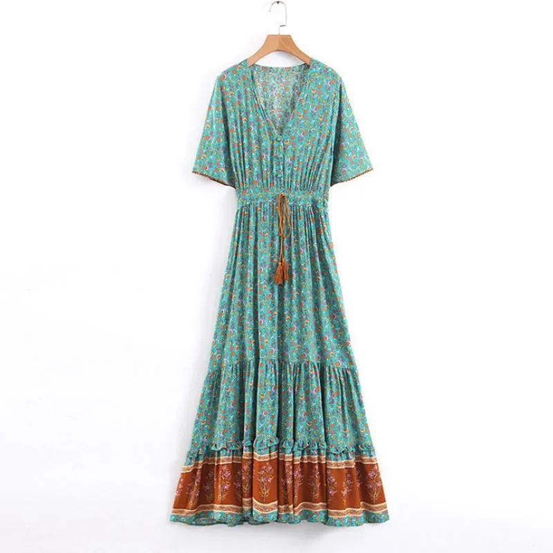 Boho Floral Print Maxi Dress