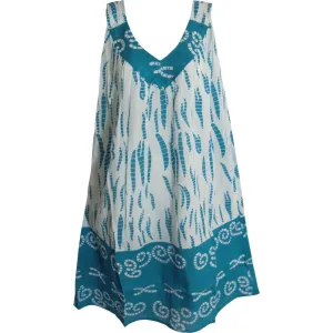 Boho Lounge  White Printed V-Neck Mid-Length Sleeveless Casual Dress with pockets.sundress.beach dress.