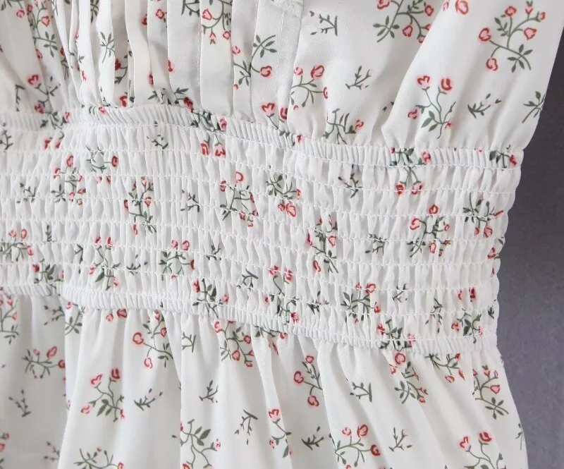 Boho V-neck Pleated Mini Dress