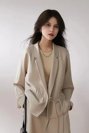 Casual High-End Triacetate Tie-Waist Blazer