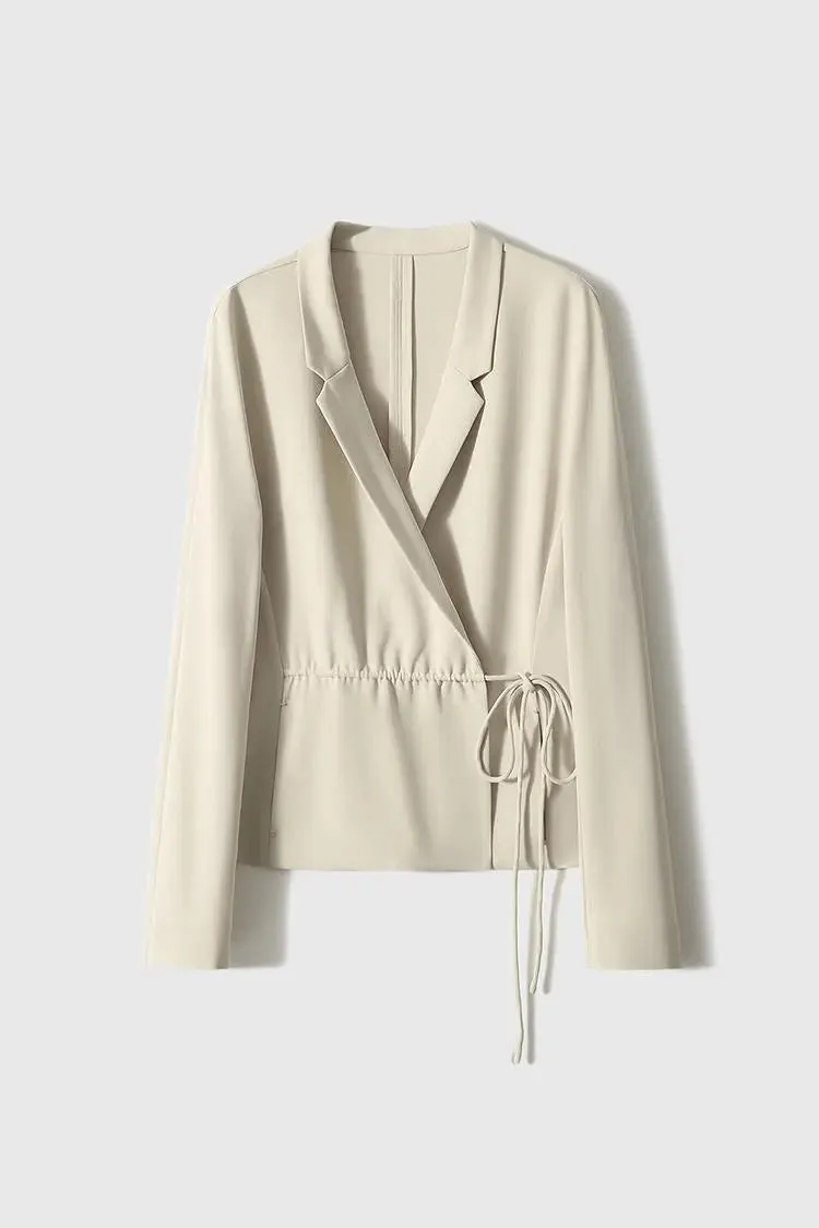 Casual High-End Triacetate Tie-Waist Blazer