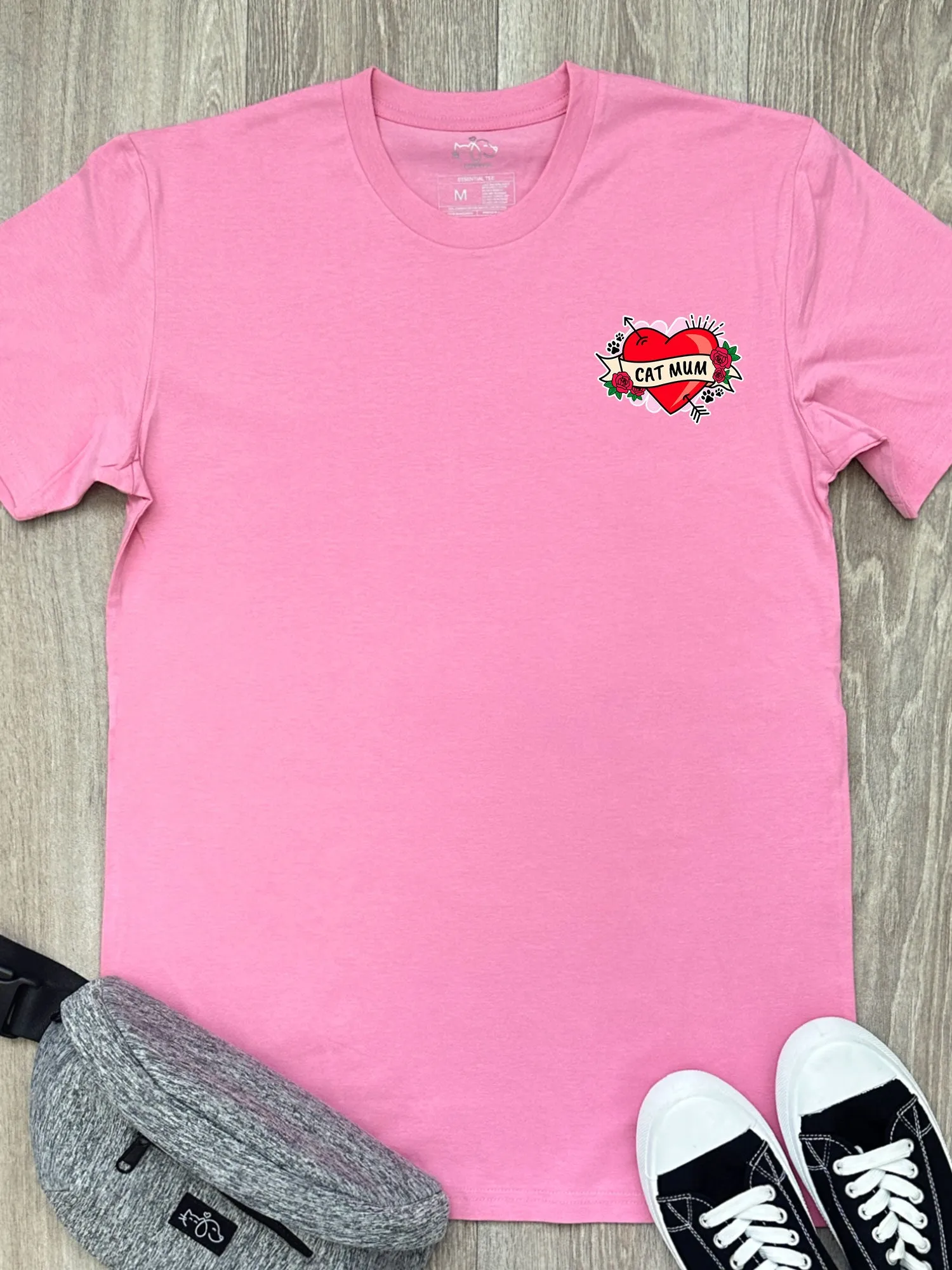 Cat Mum Heart Tattoo Essential Unisex Tee