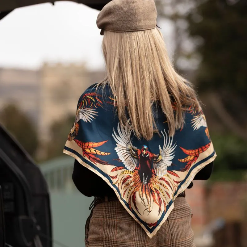 Clare Haggas Game On Large Silk Scarf - Petrol