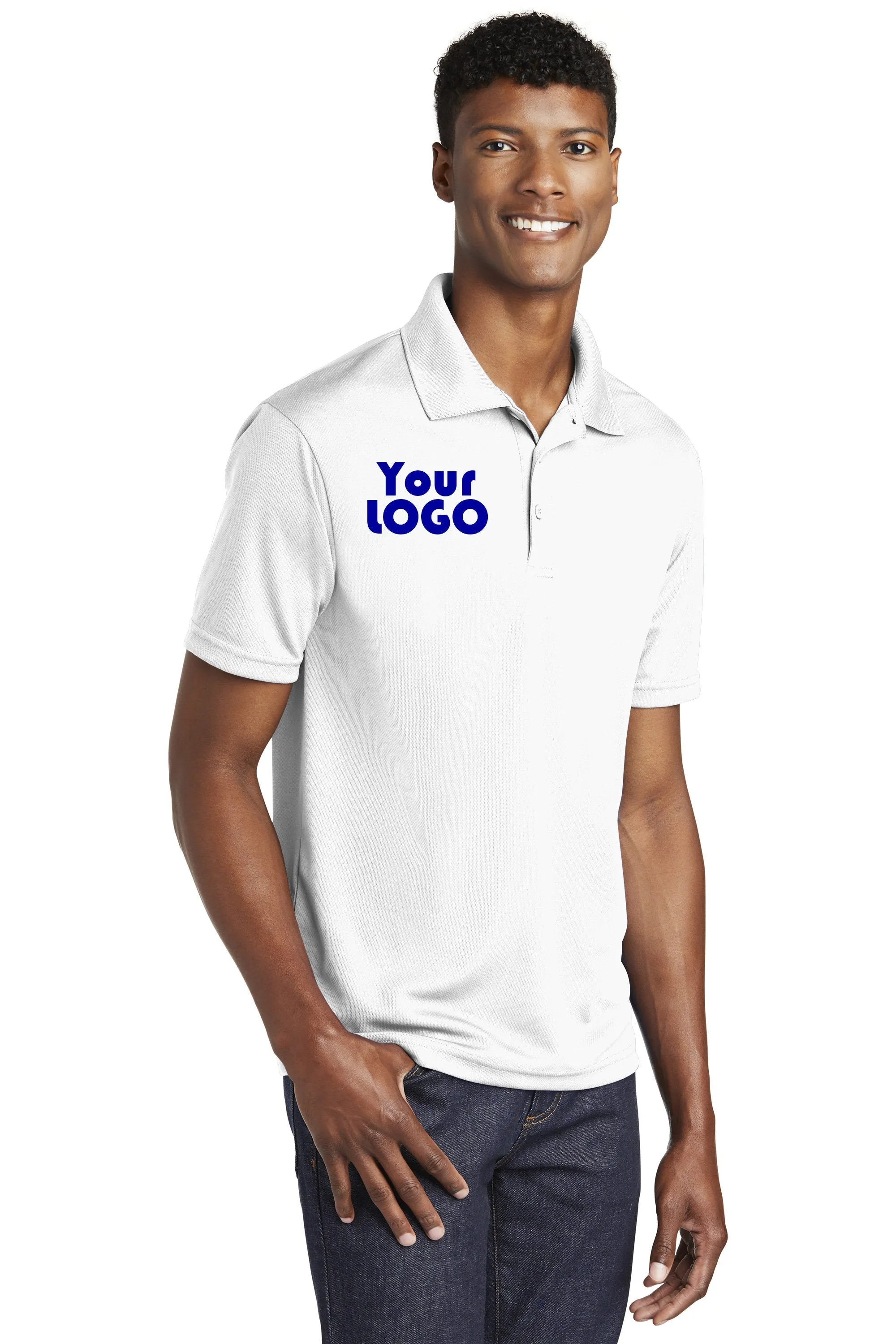 Custom Embroidery on Performance Polo Shirt - Sport-Tek PosiCharge RacerMesh Polo ST640 Monogram Polo