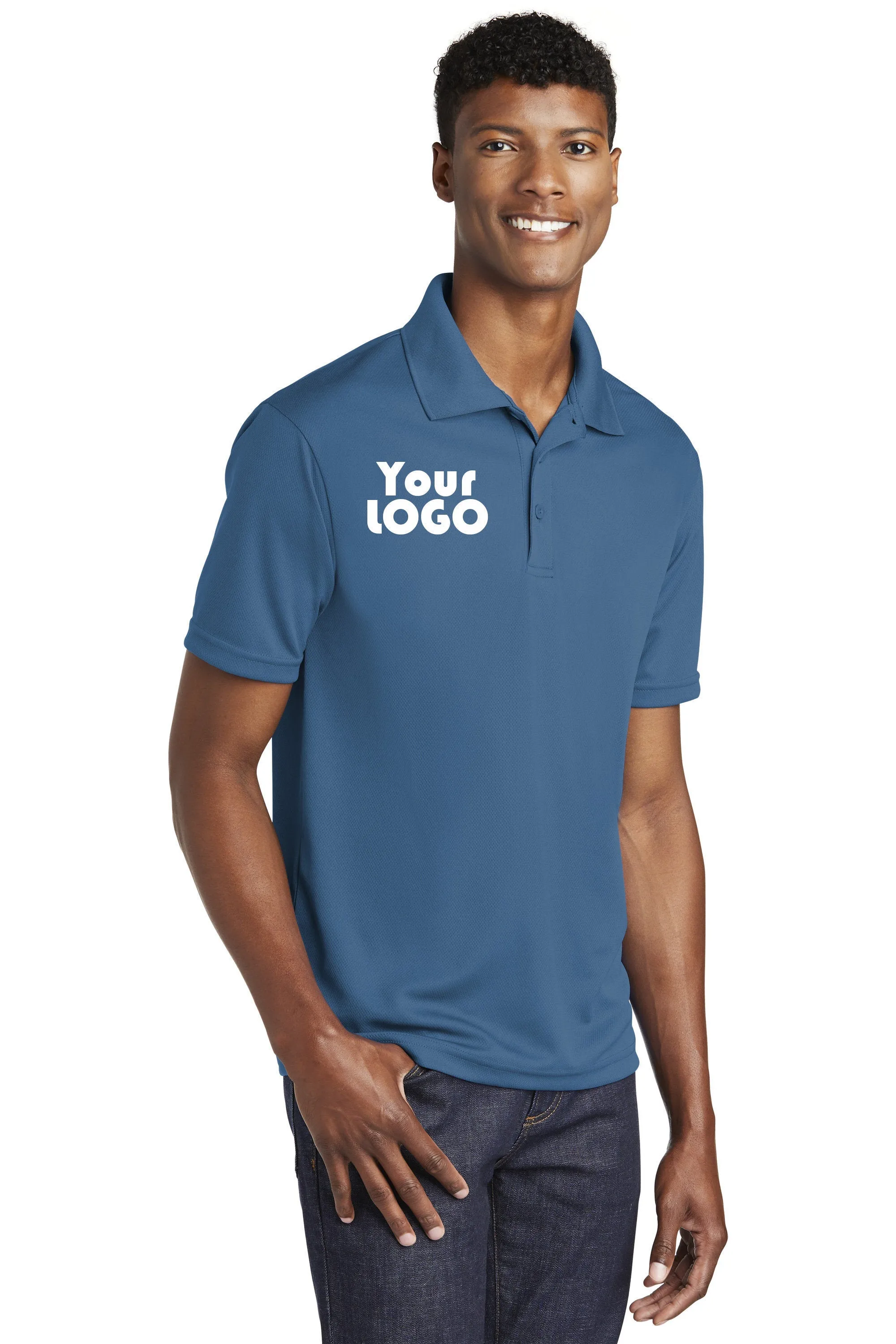 Custom Embroidery on Performance Polo Shirt - Sport-Tek PosiCharge RacerMesh Polo ST640 Monogram Polo