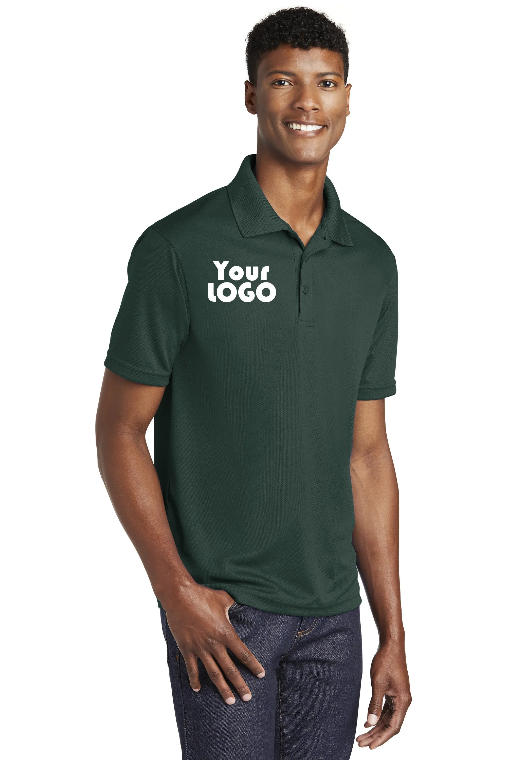 Custom Embroidery on Performance Polo Shirt - Sport-Tek PosiCharge RacerMesh Polo ST640 Monogram Polo