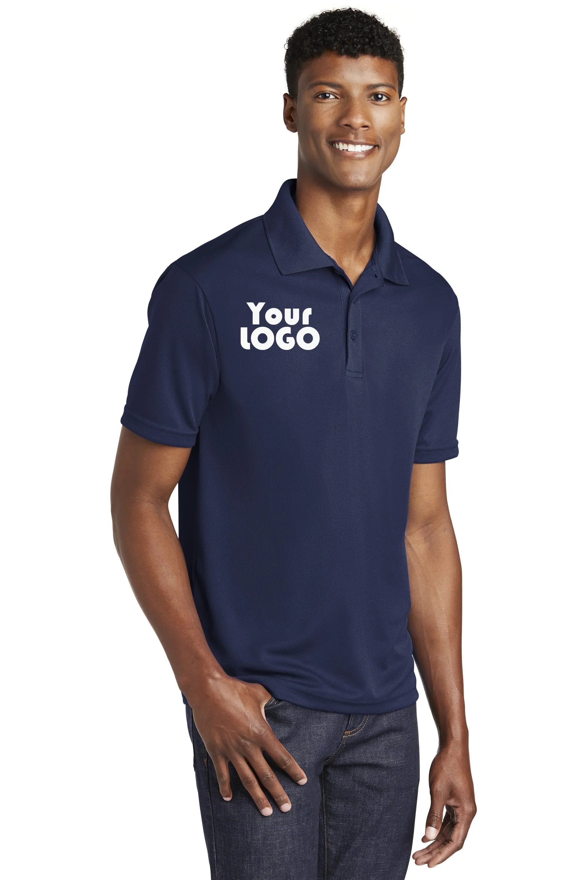 Custom Embroidery on Performance Polo Shirt - Sport-Tek PosiCharge RacerMesh Polo ST640 Monogram Polo