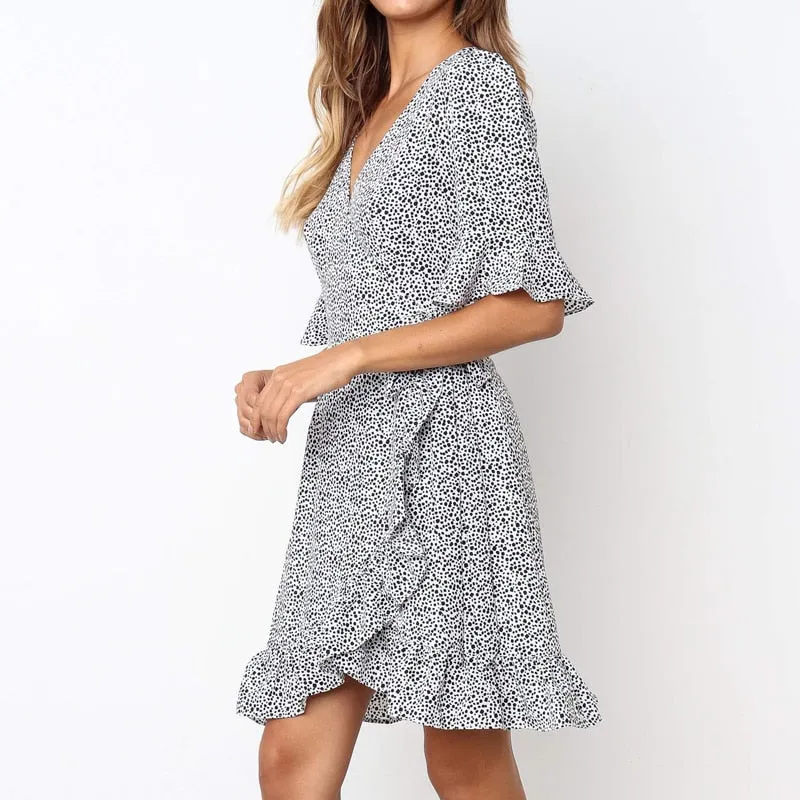 Dress Women Polka Dot Boho Ruffle