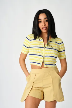 Drop Front Pocket High Waisted Shorts