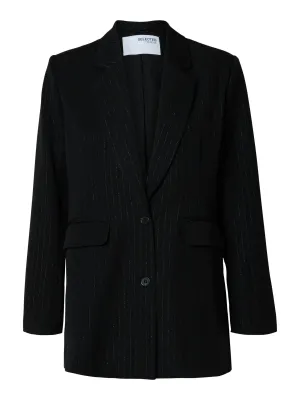 Eli-Rita Ls Relaxed Blazer - Black Silver Stripes