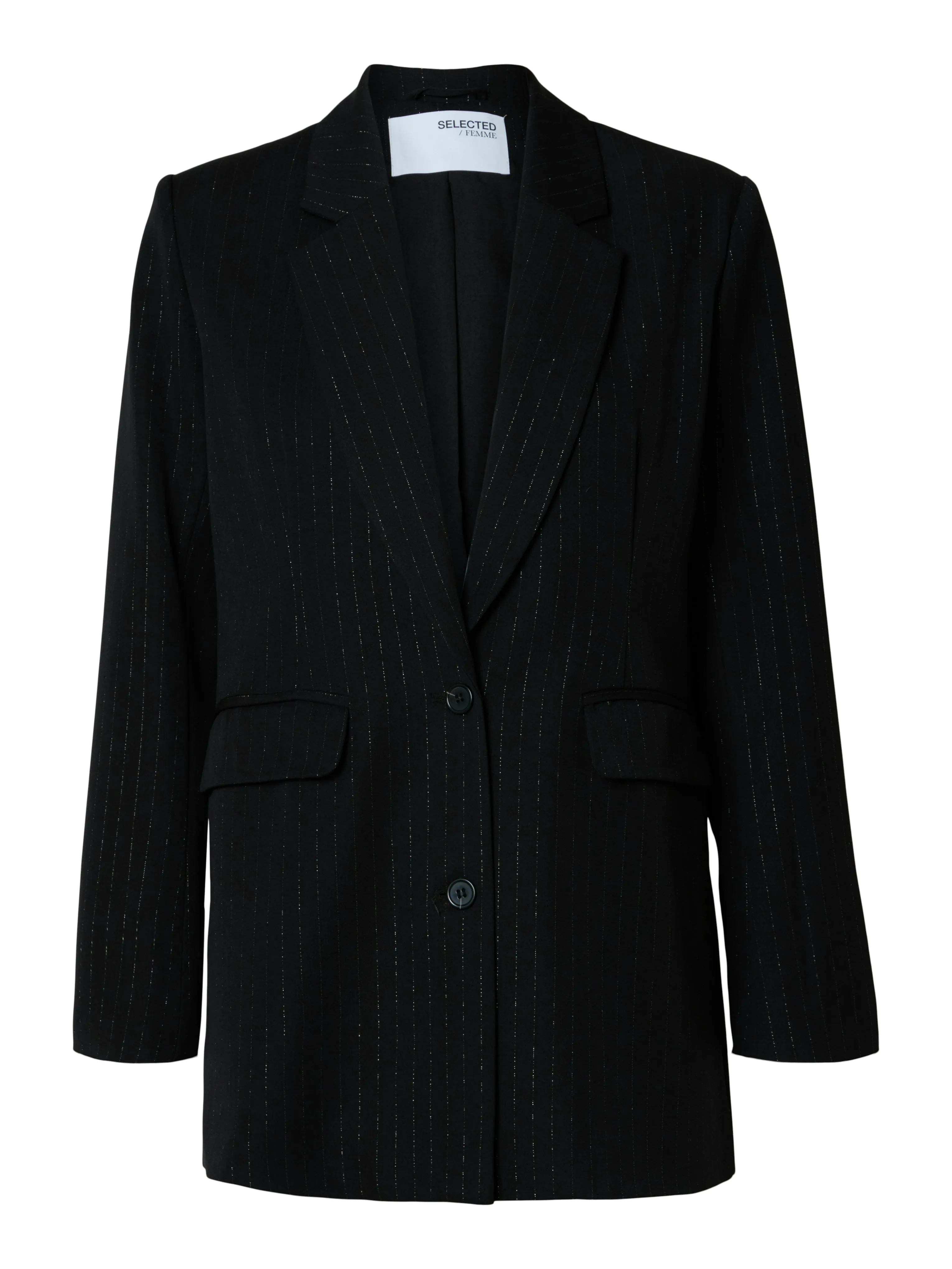 Eli-Rita Ls Relaxed Blazer - Black Silver Stripes