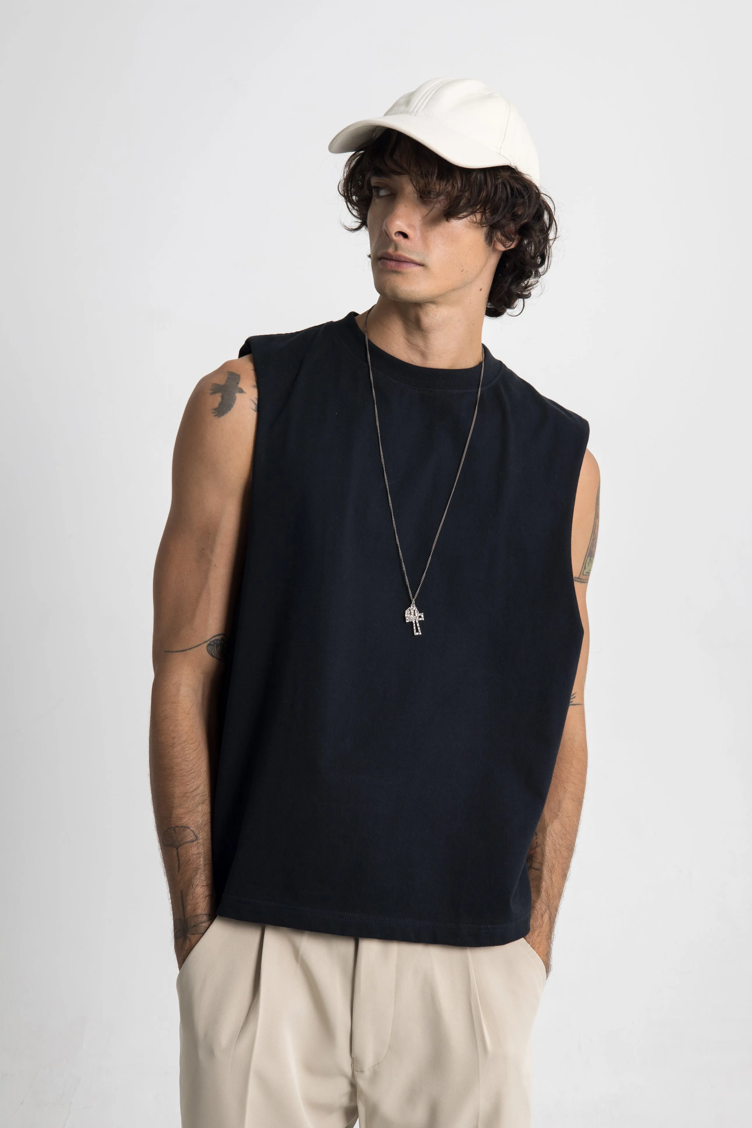 Essential Cropped Tank - Black