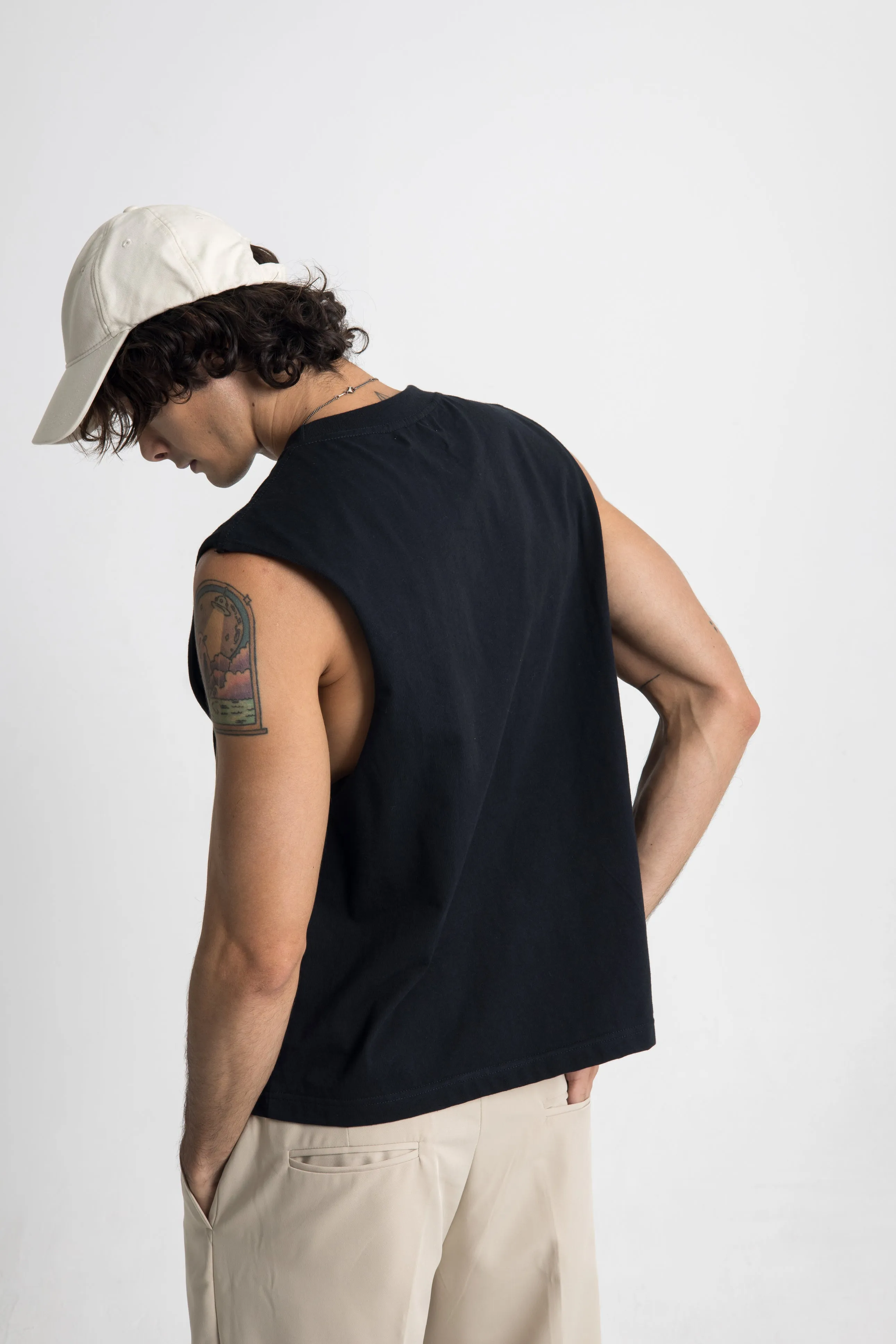 Essential Cropped Tank - Black