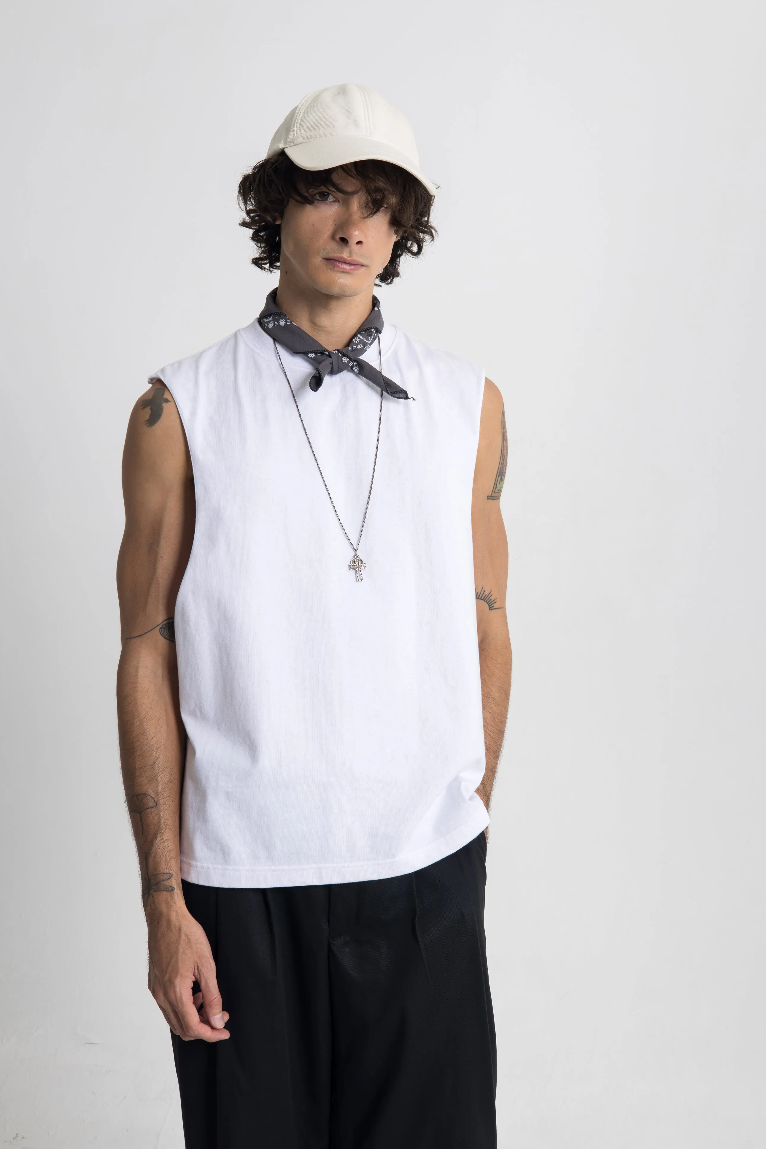 Essential Cropped Tank - White