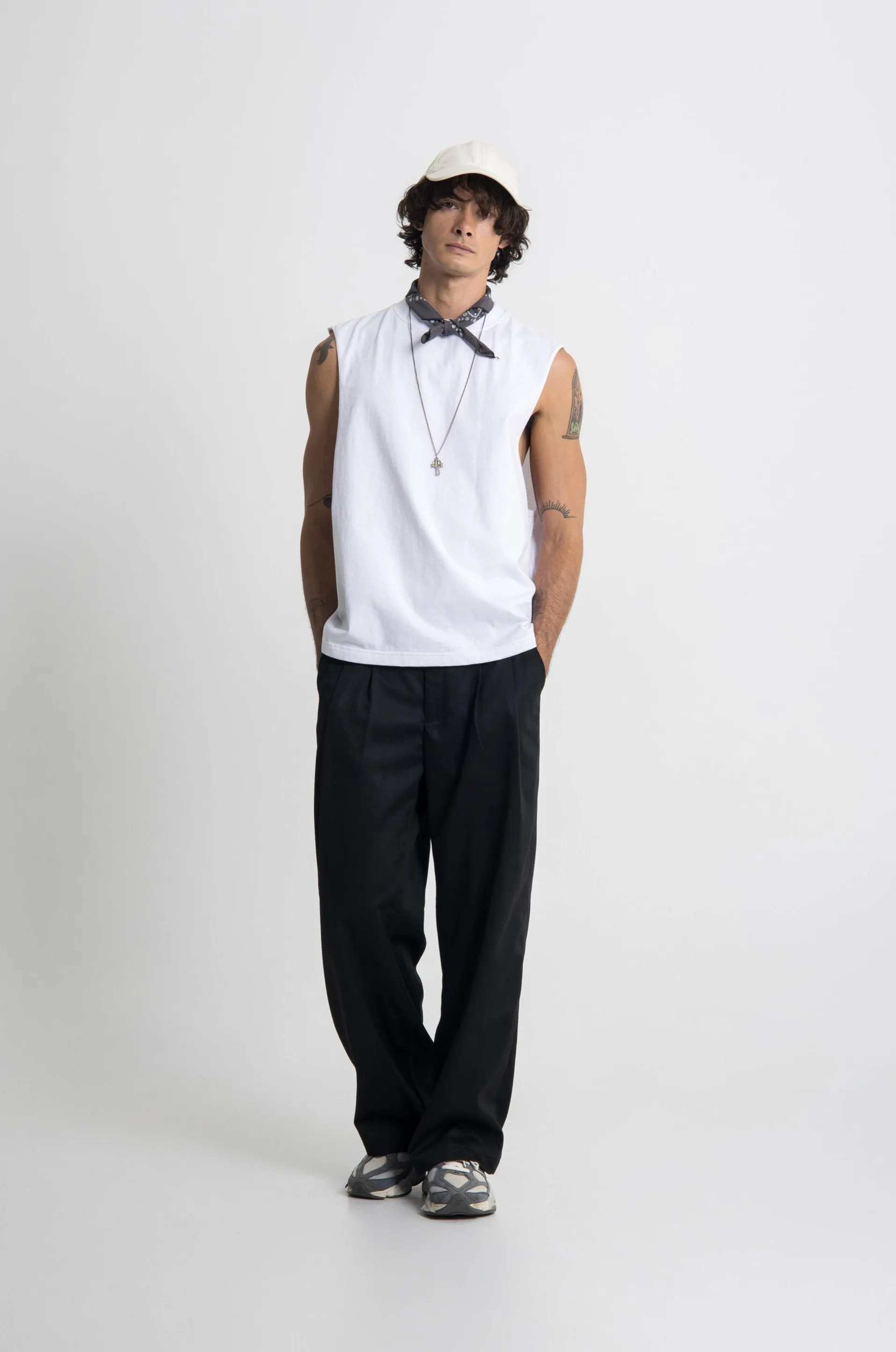 Essential Cropped Tank - White