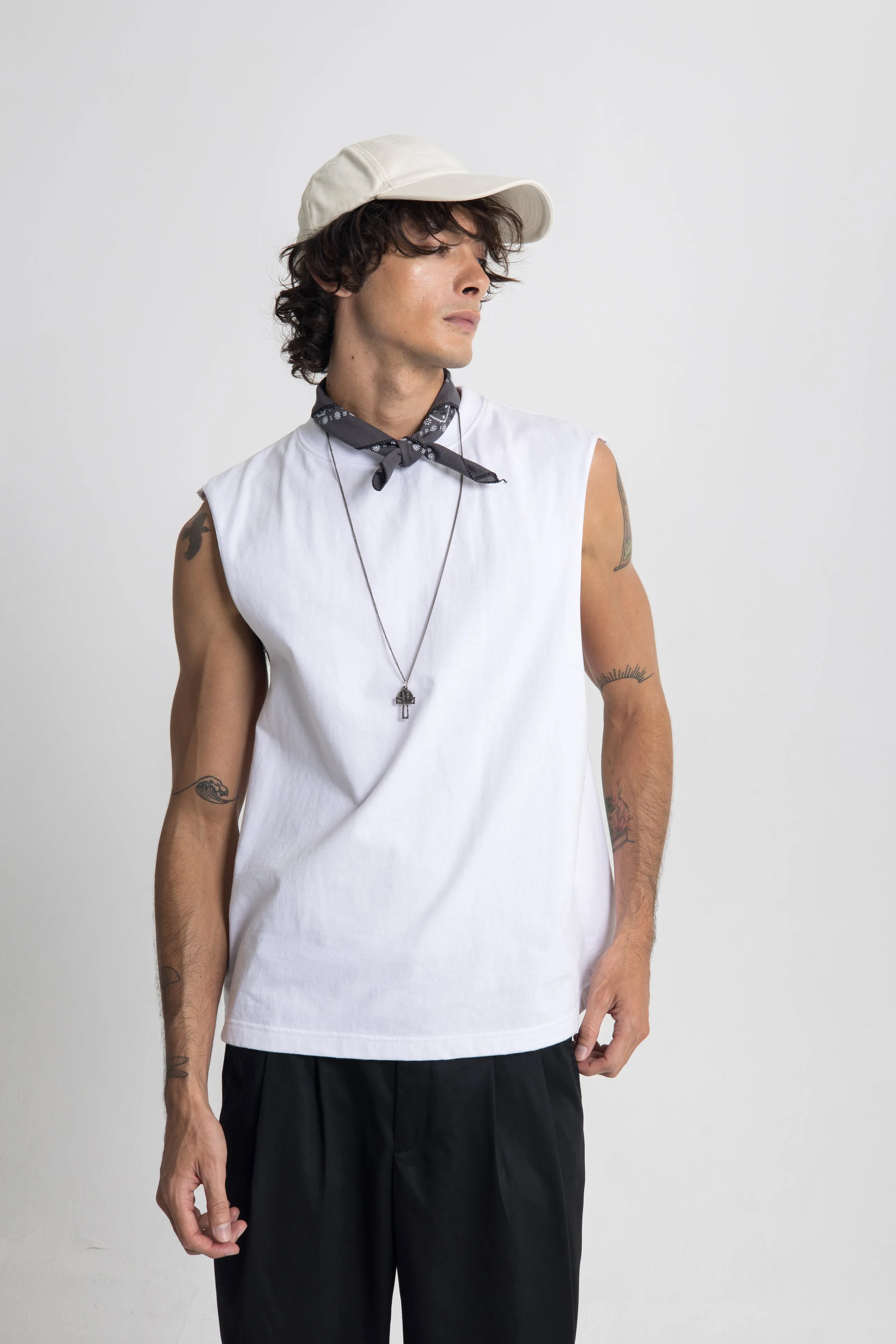 Essential Cropped Tank - White