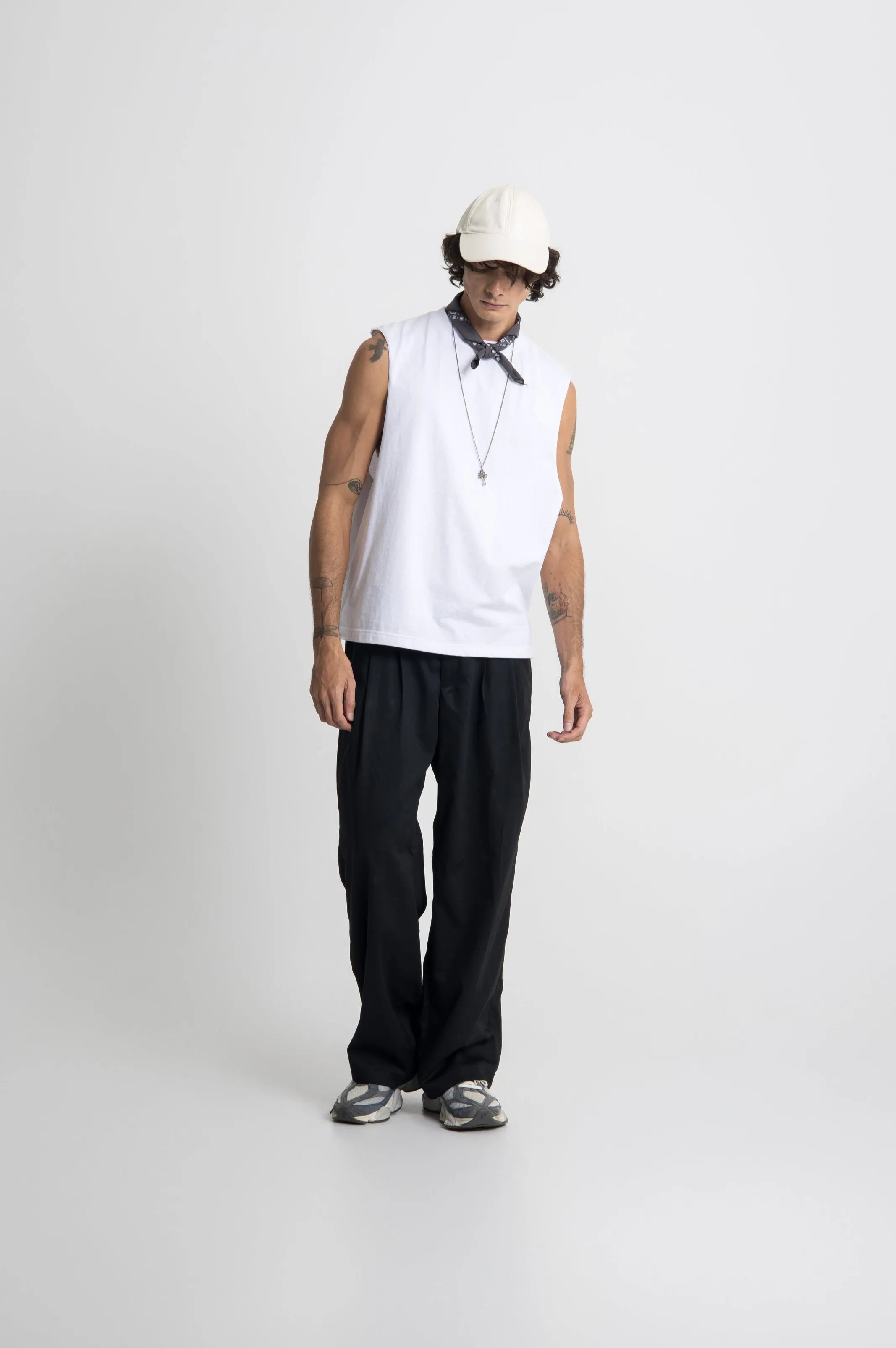 Essential Cropped Tank - White