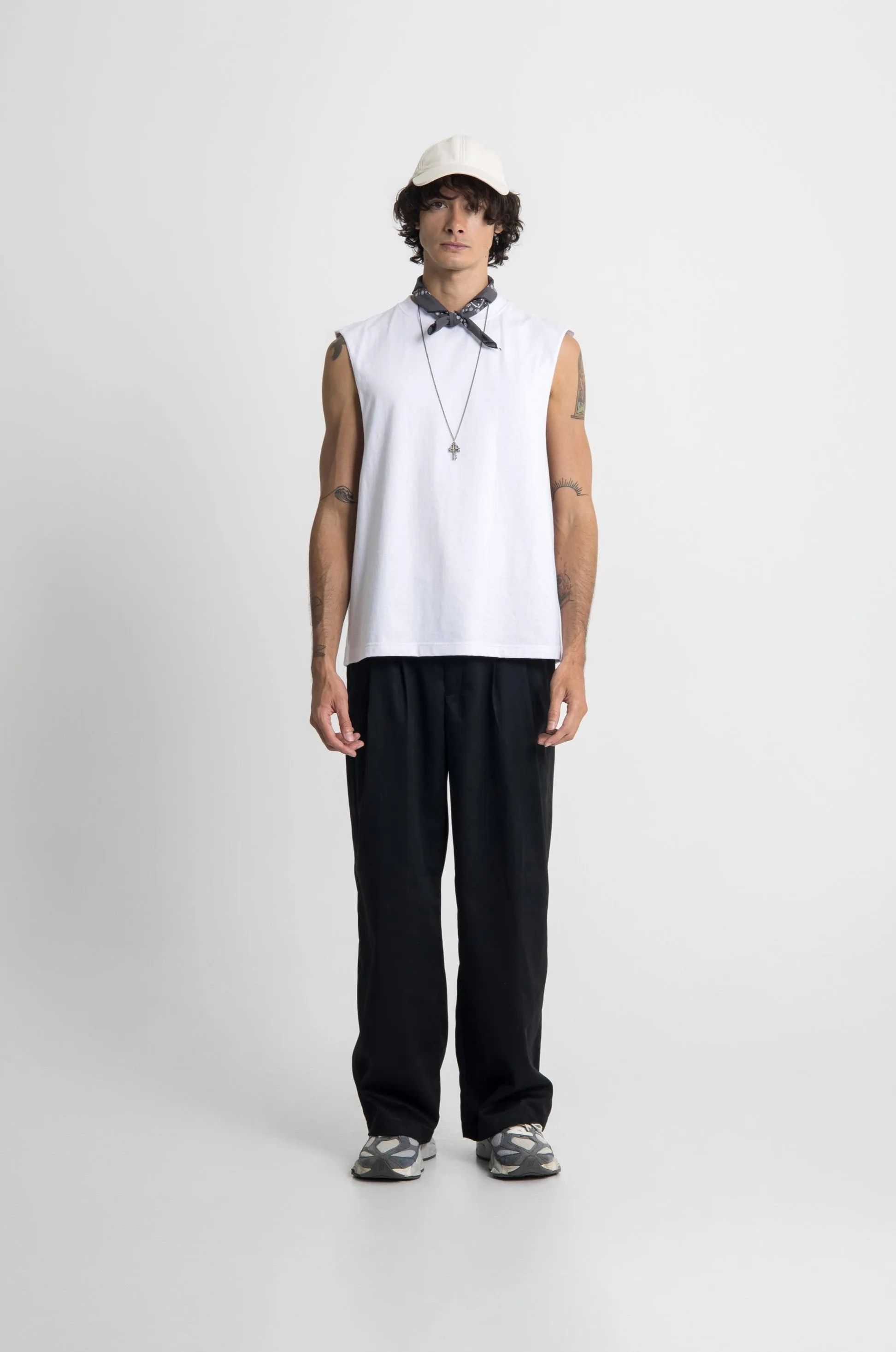 Essential Cropped Tank - White