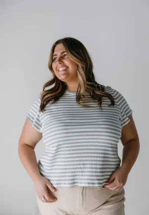 ESSENTIAL SHORT SLEEVE RIBBED CREW NECK TEE IN ECRU AND WISP