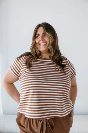 ESSENTIAL SHORT SLEEVE STRIPED CREW NECK TEE IN CACTUS