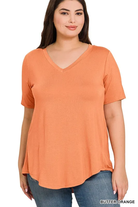Essential V Neck Scoop Tee in Navy