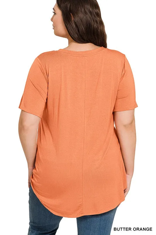 Essential V Neck Scoop Tee in Navy
