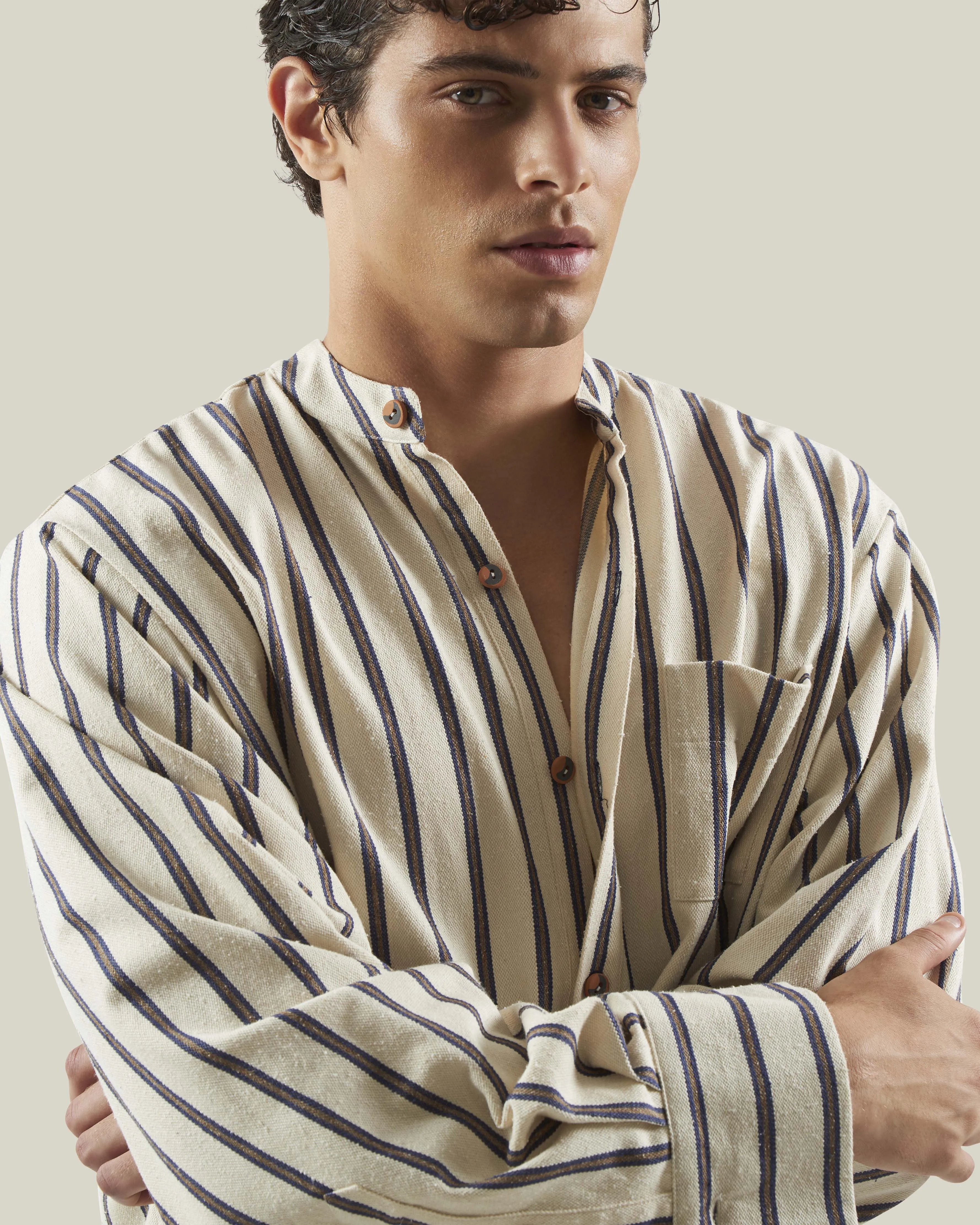 Ferzan Kaftan in Indigo & Ivory