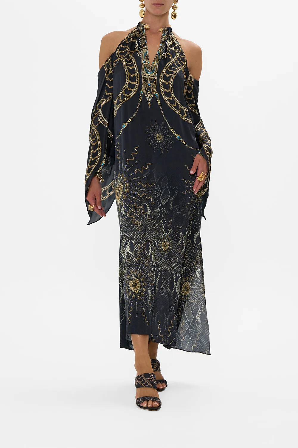 FLARED SLEEVE COLD SHOULDER LONG KAFTAN CALL ME CLEOPATRA