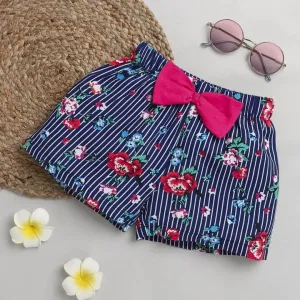 Flowers with Stripes Printed Short